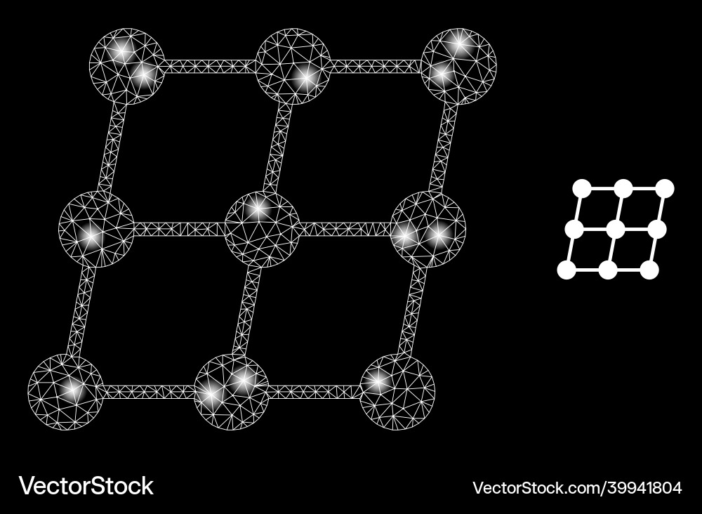 Polygonal 2d mesh inclined grid nodes with light Polygonal 2d mesh inclined grid nodes with light vector image