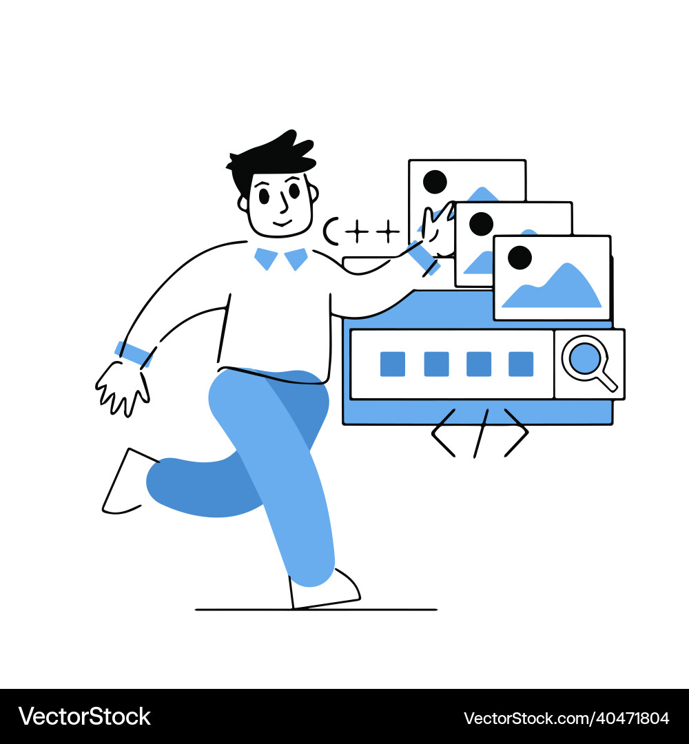 Programmer works with code Programmer works with code vector image