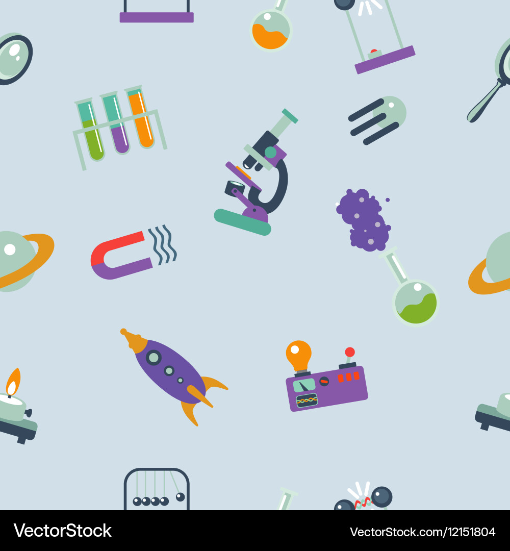 Seamless pattern with cartoon science elements Vector Image