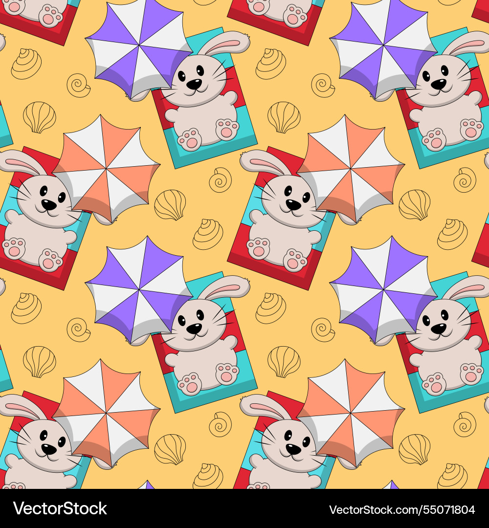 Seamless pattern with cute rabbit on beach Seamless pattern with cute rabbit on beach vector image