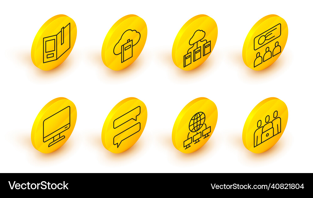 Set line online class computer network speech vector image