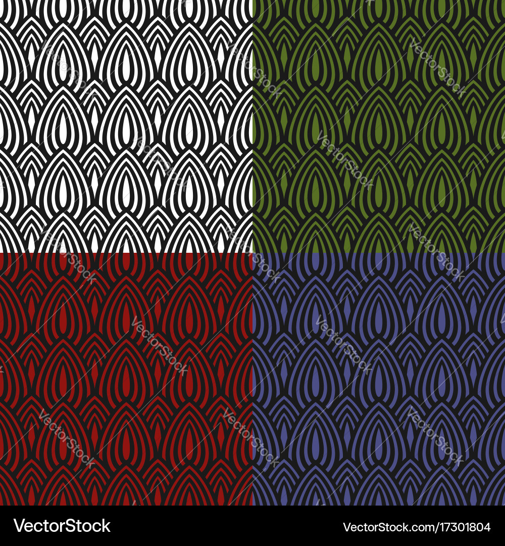Set of abstract colored seamless patterns vector image