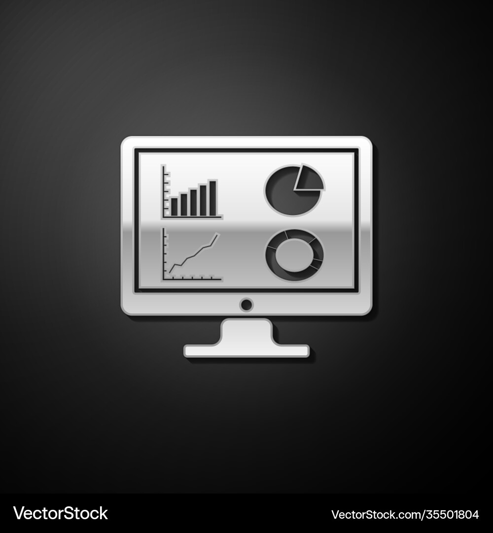 Silver computer monitor with graph chart icon Silver computer monitor with graph chart icon vector image