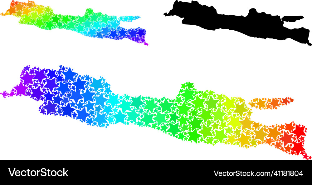 Spectral colored gradient stars mosaic map of java vector image