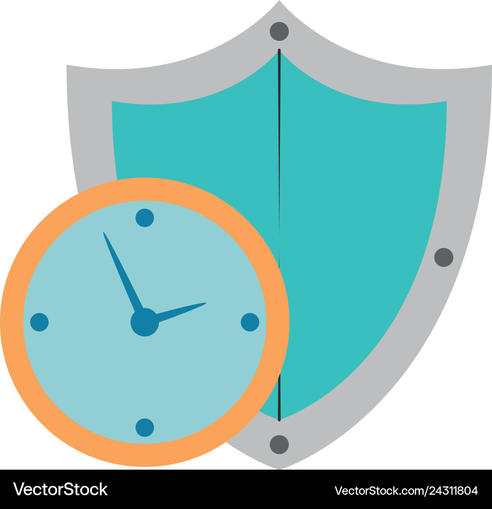 Time clock with shield Time clock with shield vector image