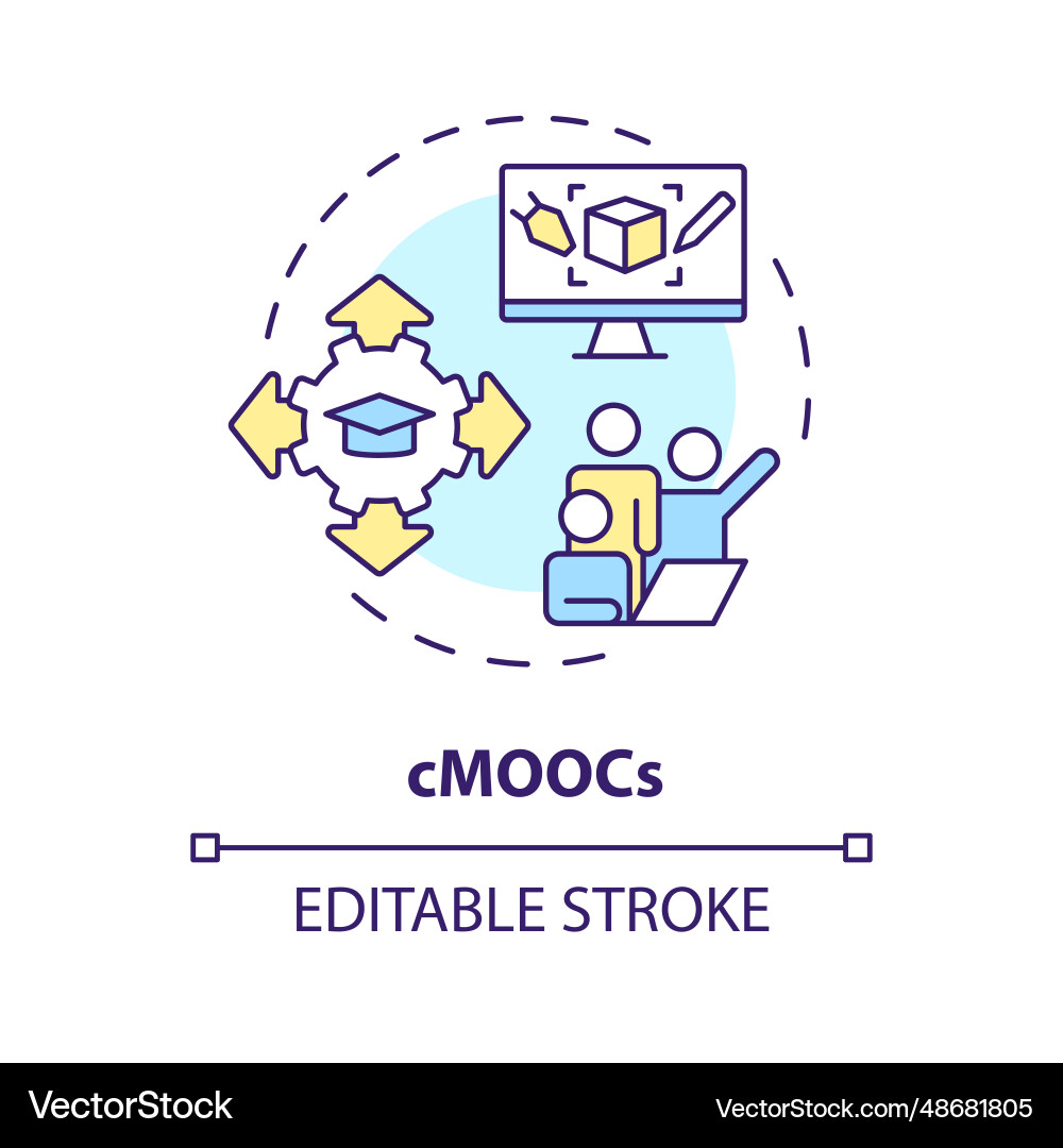 2d colorful thin linear icon cmoocs concept vector image