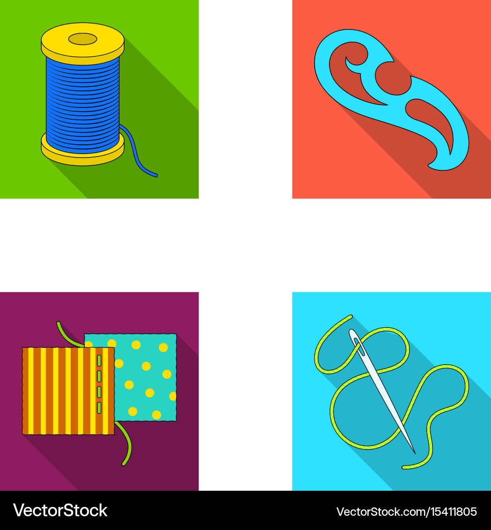 A spool with threads needle curl seam Vector Image