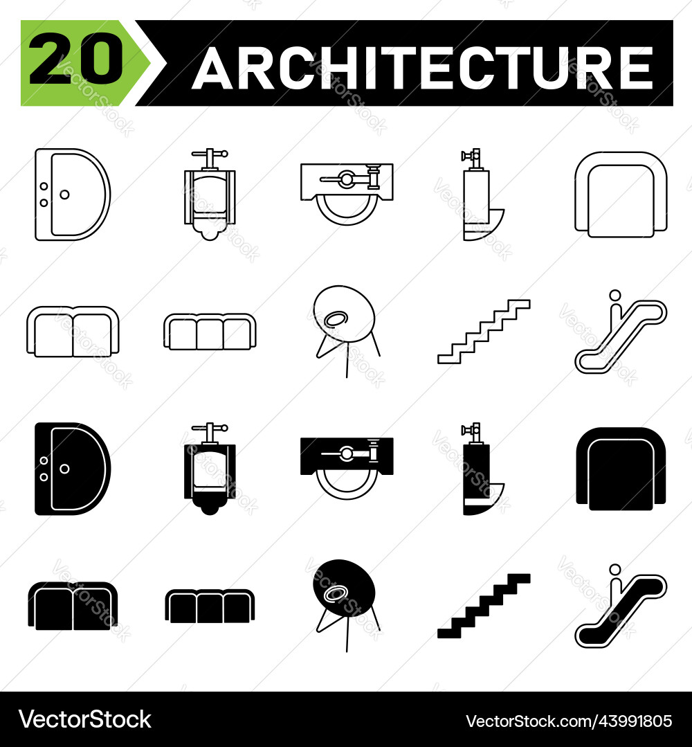 Architecture symbol icon set include pad footing vector image