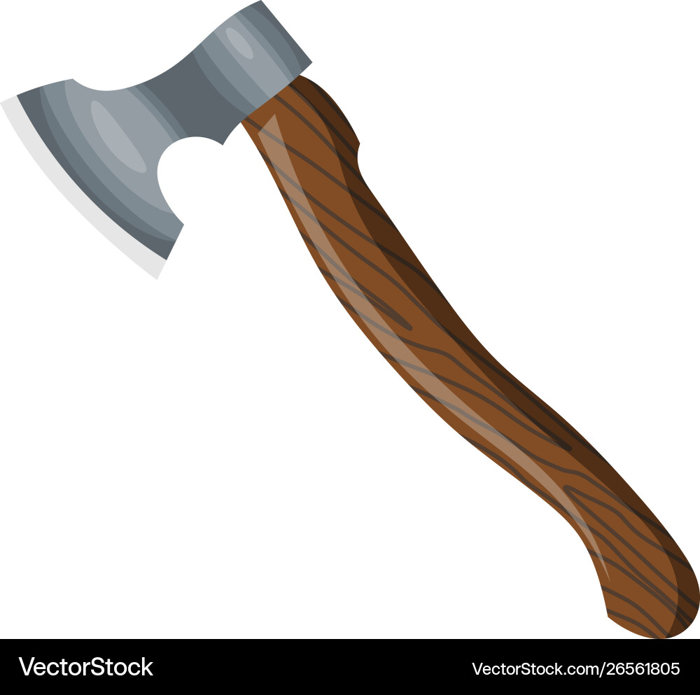 Ax with a wooden handle color one axe Ax with a wooden handle color one axe Vector Image