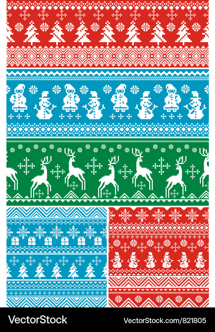 Christmas Seamless Patterns Vector Image