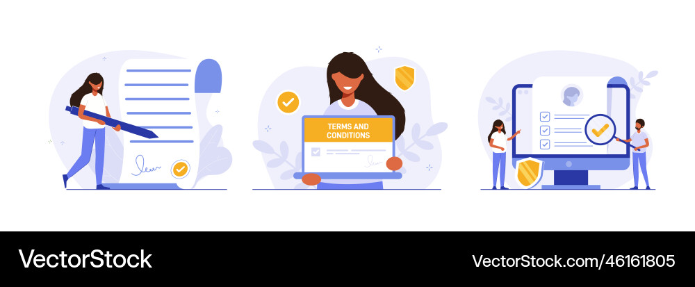 Contract set character gets Vector Image