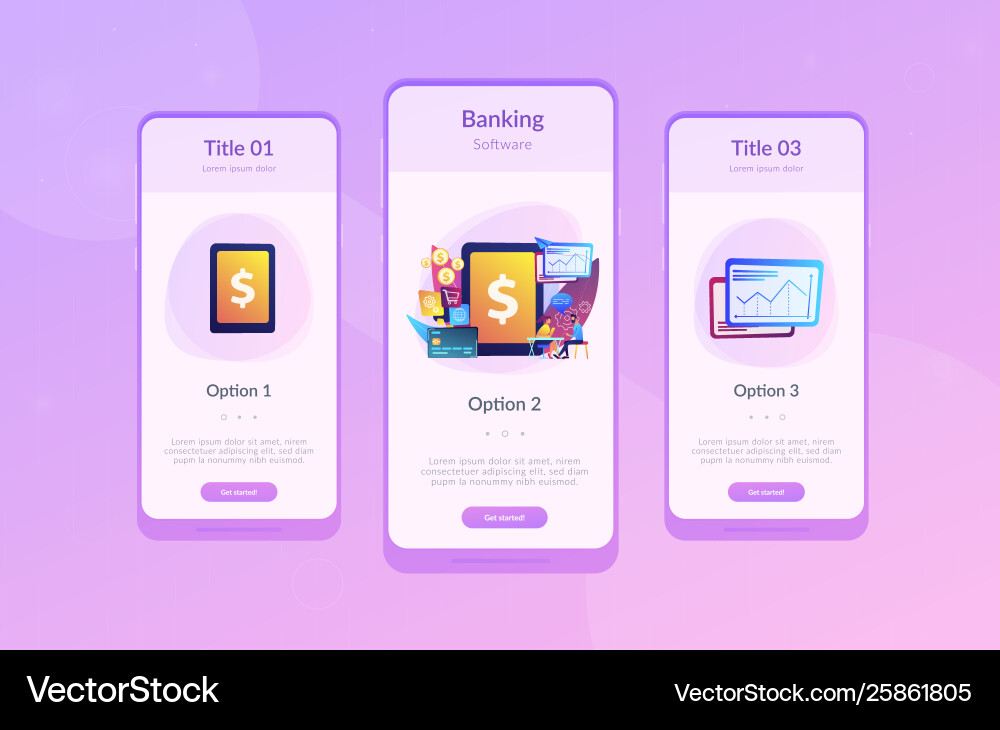 Core banking it system app interface template Core banking it system app interface template vector image