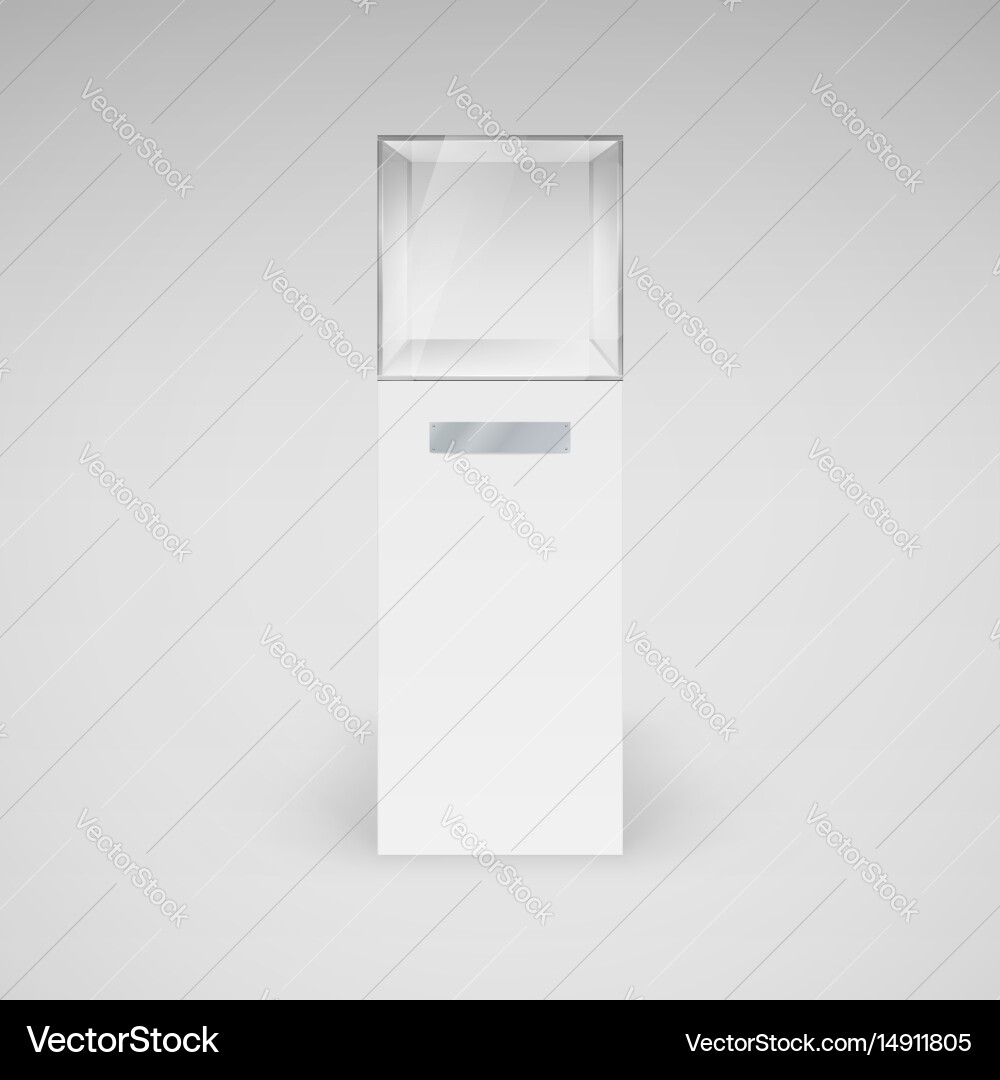 Empty glass showcase in cube form vector image