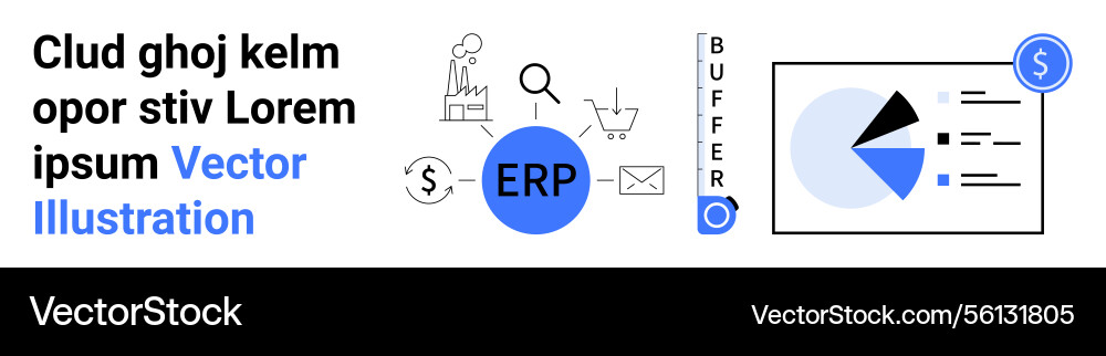 Erp system with data charts business operations Erp system with data charts business operations vector image
