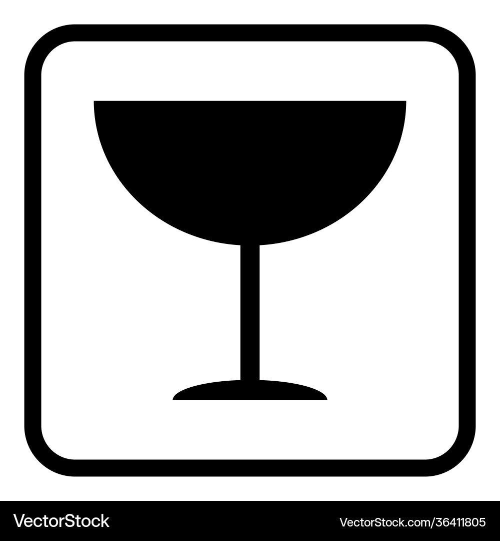 Fragile flat icon with black frame isolated Fragile flat icon with black frame isolated vector image