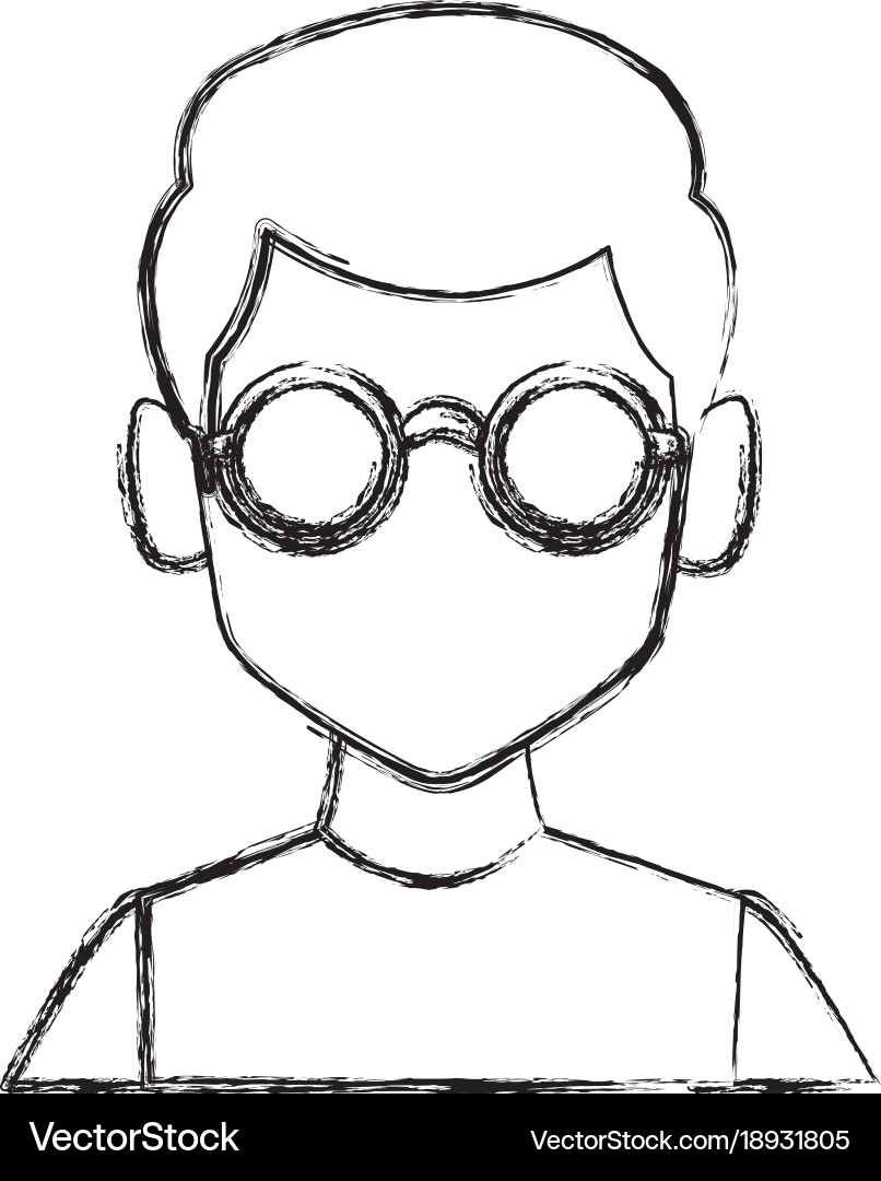 Geek man with round frame glasses vector image