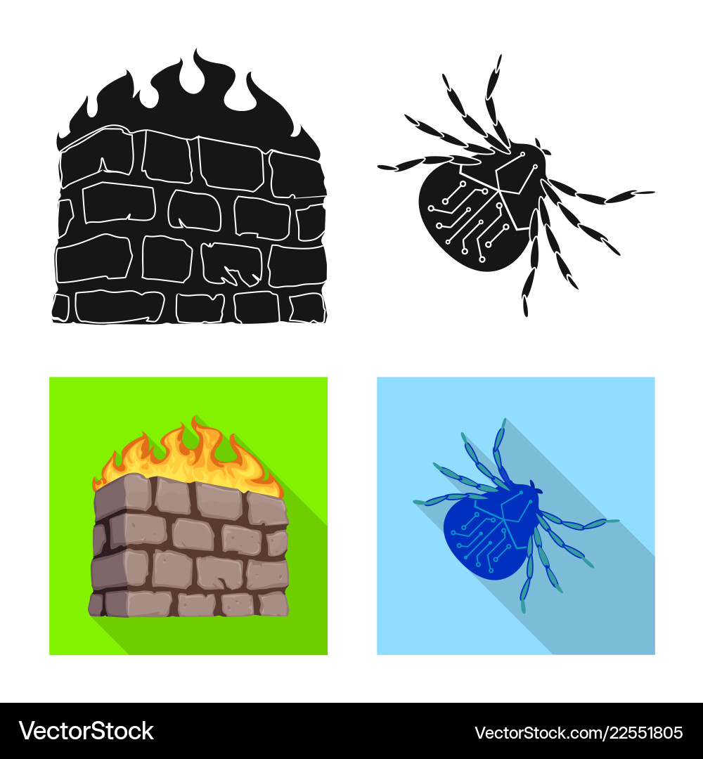 Isolated object of virus and secure icon set vector image