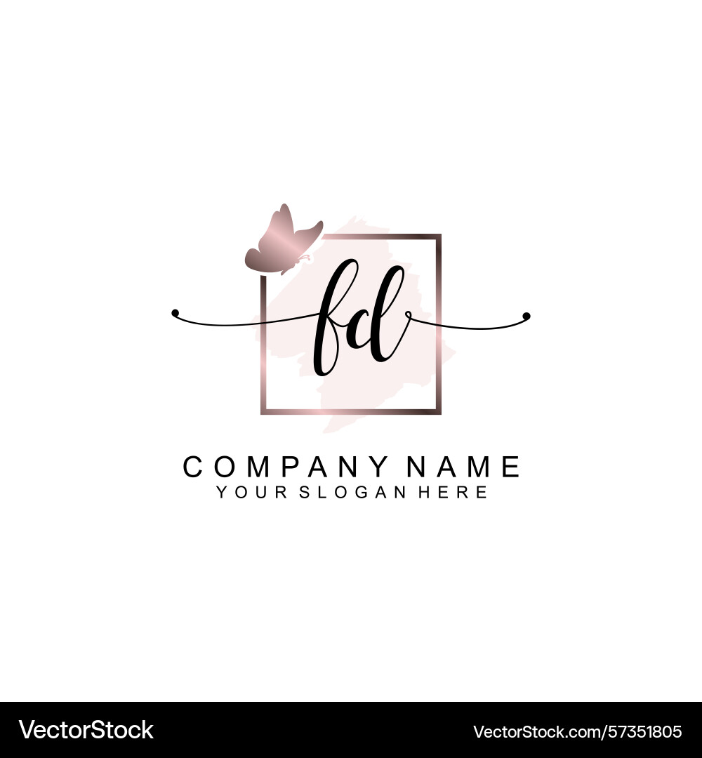 Minimalist handwritten fd initial logos with soft Vector Image