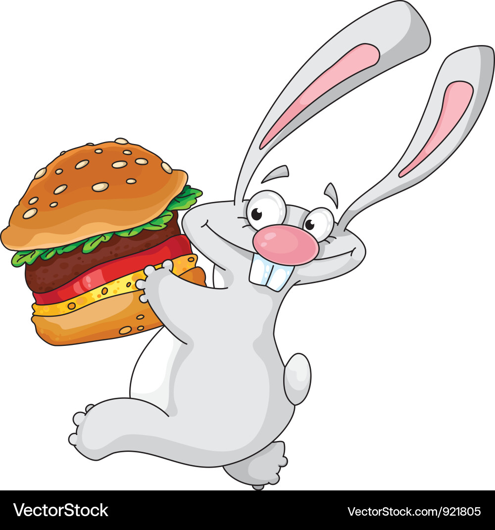 Rabbit and hamburger Vector Image