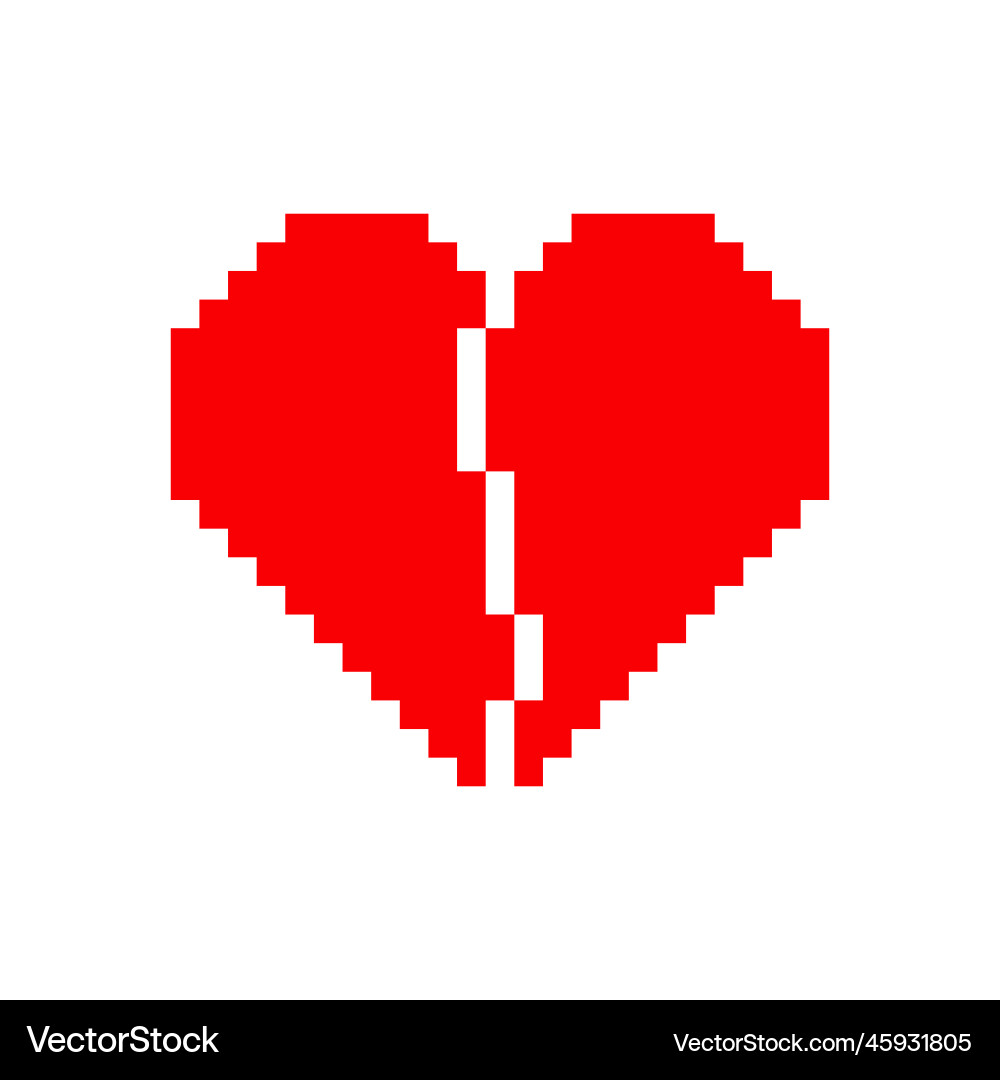 Red pixel heart broken 8-bit Red pixel heart broken 8-bit vector image