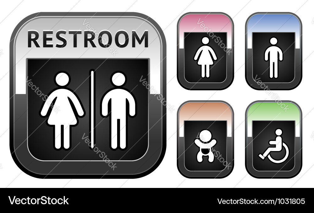 Restroom Symbol Button Collection Vector Image