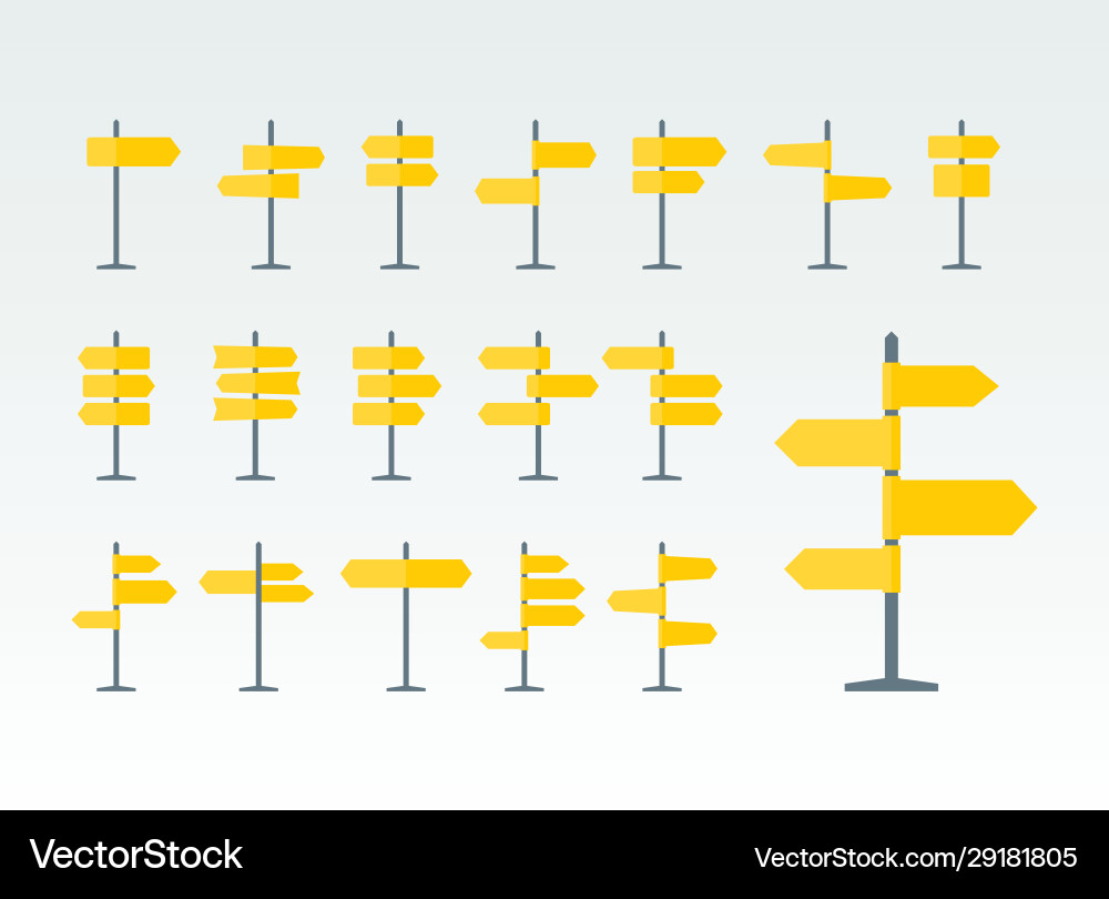 Road signs and pointers flat icons set Road signs and pointers flat icons set vector image