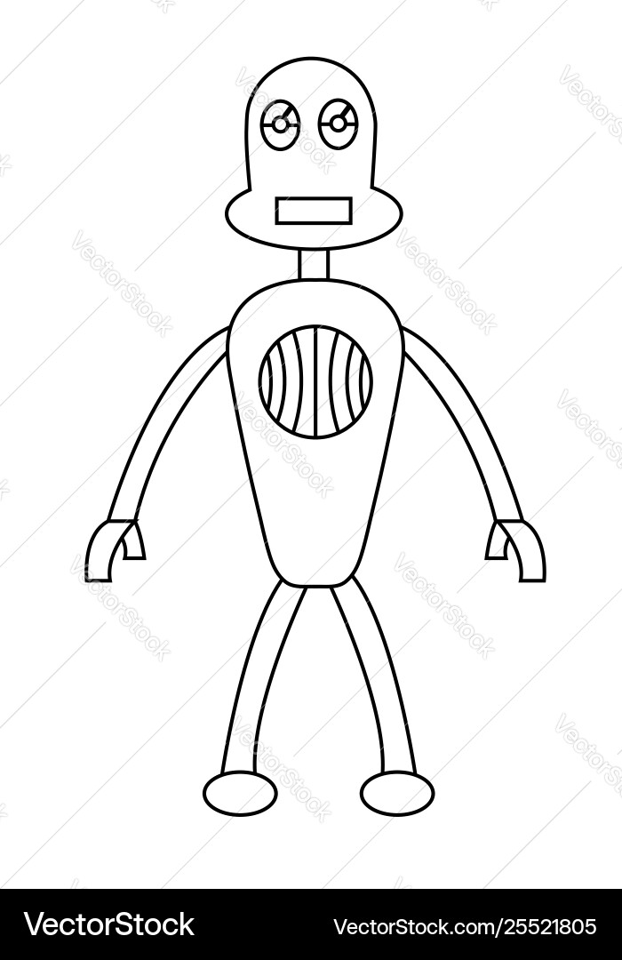 Robot boy outline character isolated stock Robot boy outline character isolated stock vector image