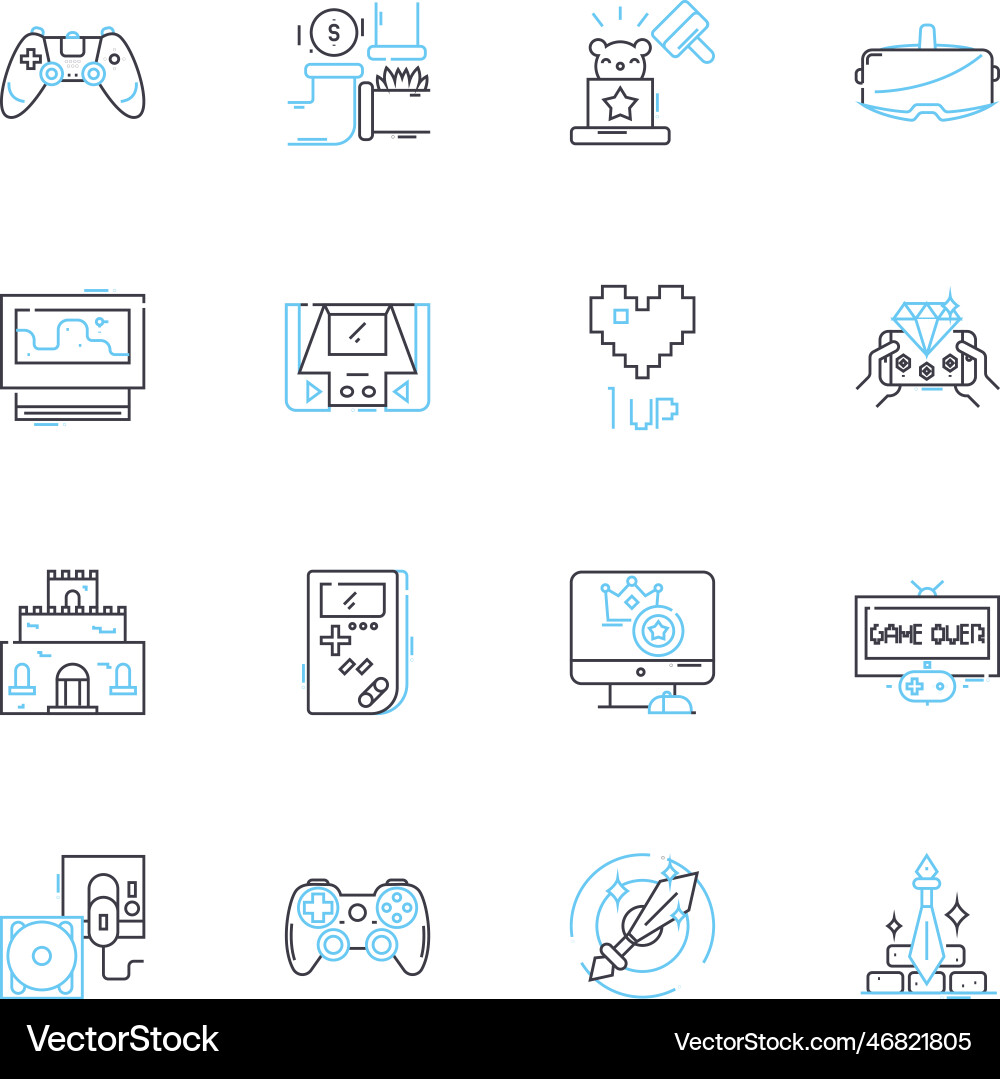 Scorekeeping linear icons set scoring points Vector Image