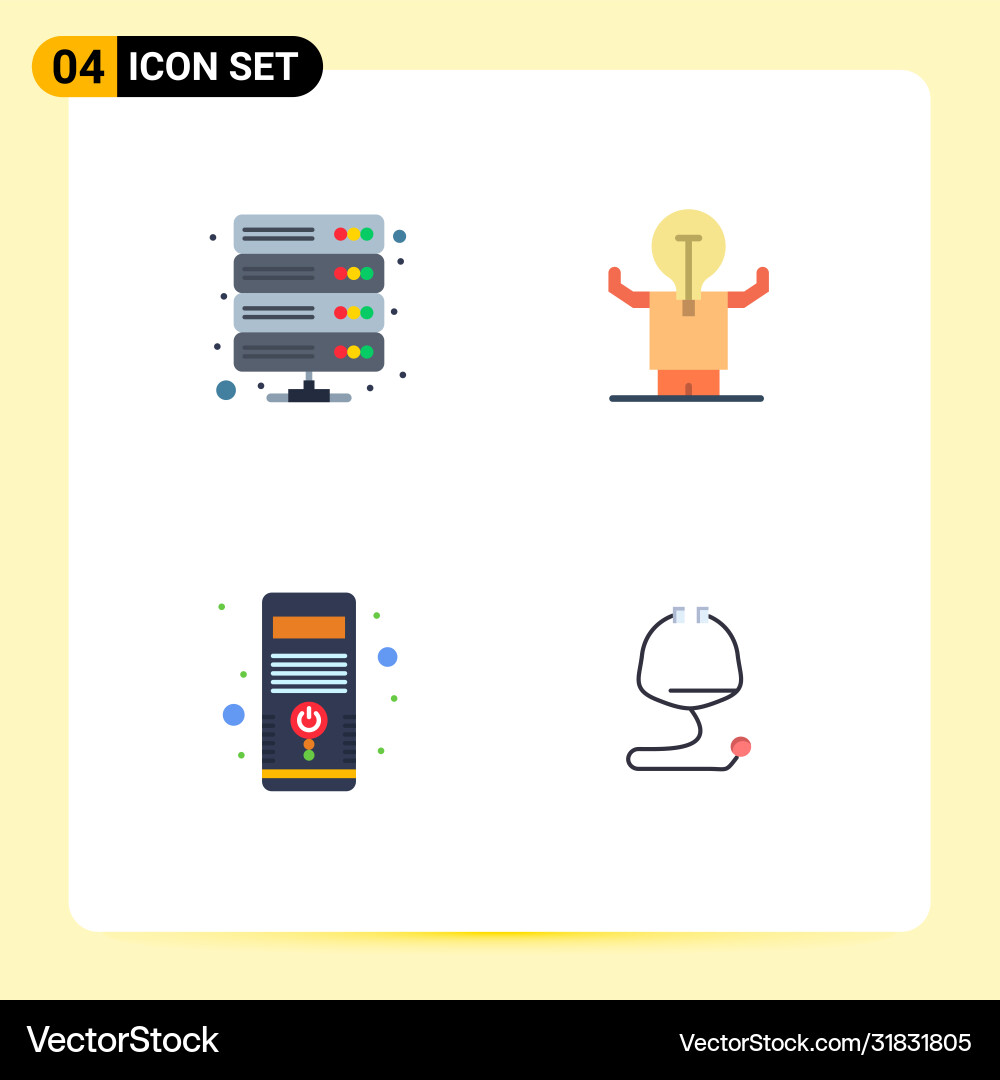 Set 4 flat icons on grid for data potential Vector Image