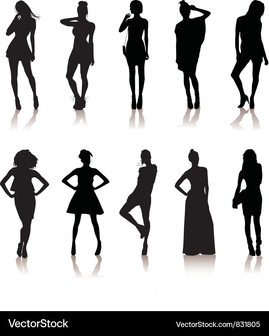 Silhouettes of Fashion Models vector image