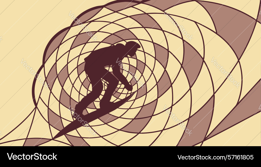 Snowboarder in motion on dynamic spiral Vector Image