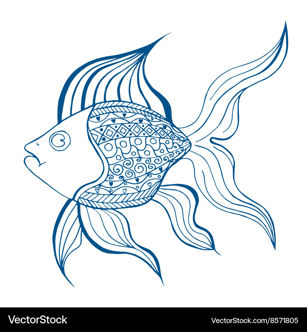 Tangle patterns stylized fish Vector Image