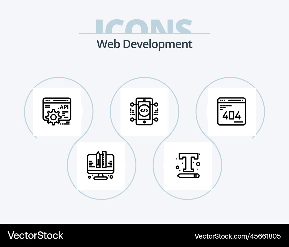 Web development line icon pack 5 design find Vector Image