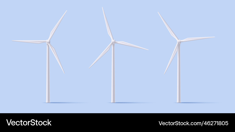 Wind turbine front and angle view alternative vector image