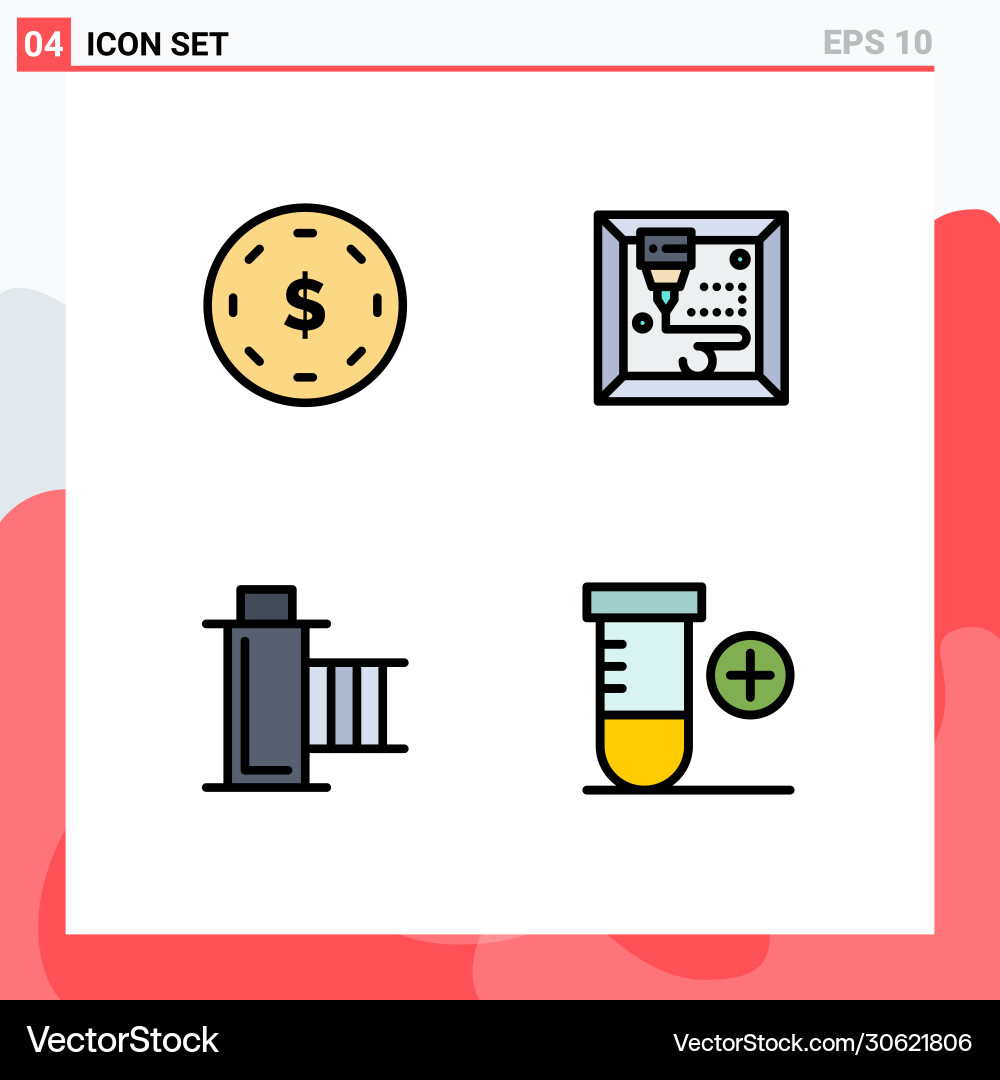 4 user interface filledline flat color pack Vector Image
