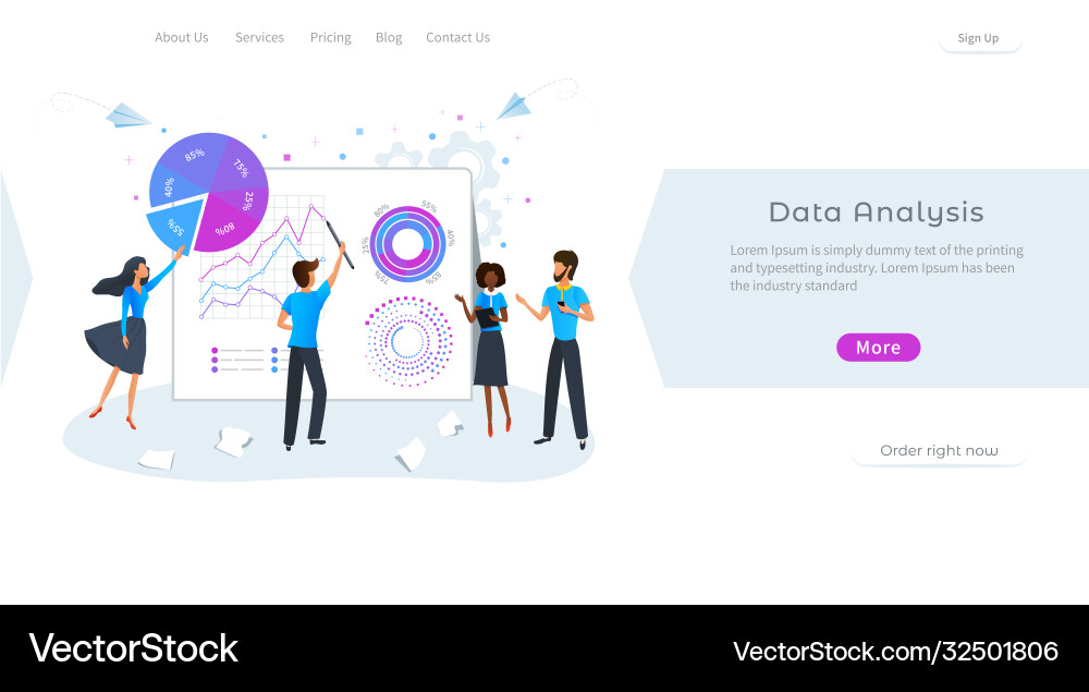 Big data analysis graphs charts online statistics Vector Image