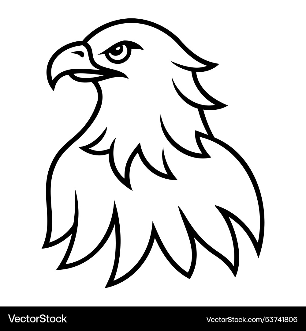 Bold eagle head line art for logo Royalty Free Vector Image