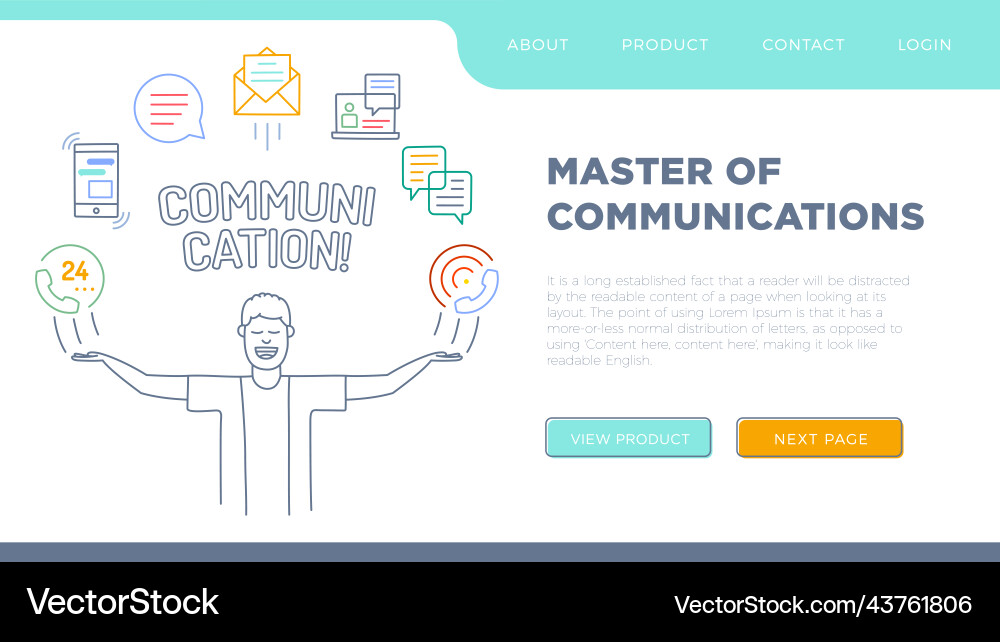 Character with his hands up and communication Character with his hands up and communication Vector Image