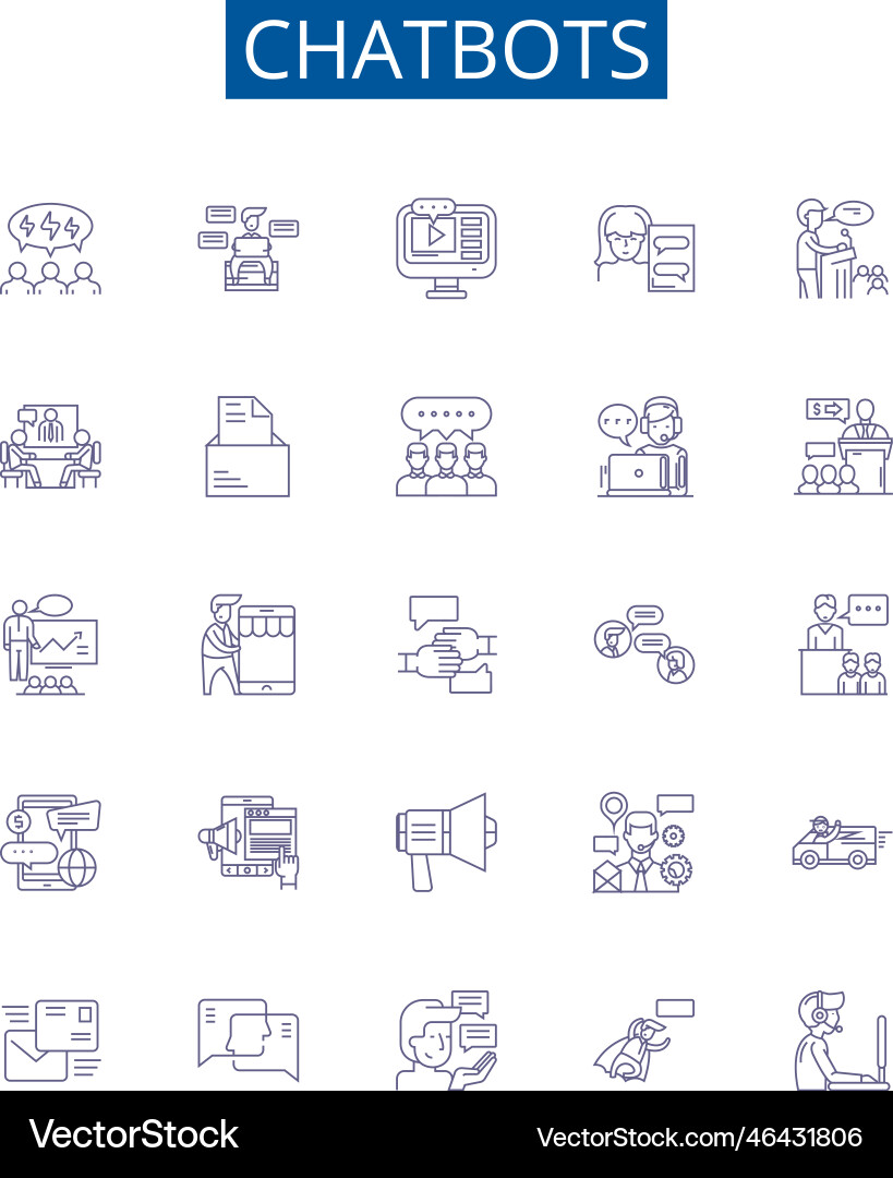 Chatbots line icons signs set design collection vector image