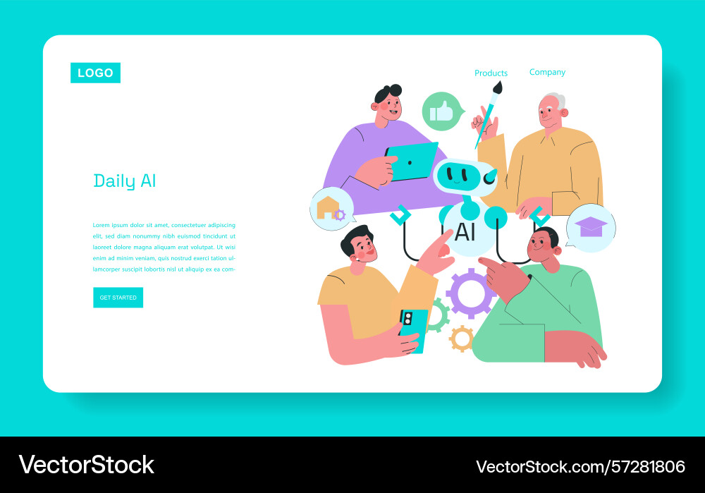 Collaborative ai brainstorming Collaborative ai brainstorming vector image