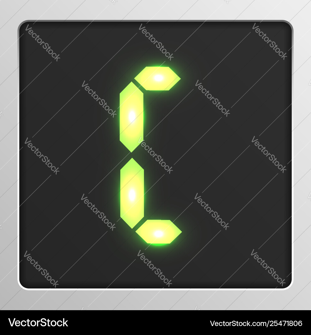 Digital character set typeface on a screen vector image