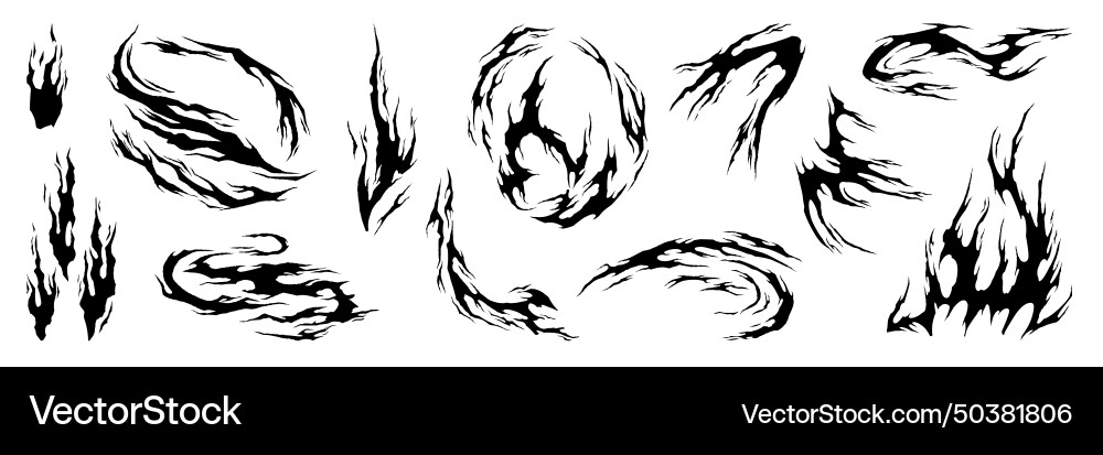 Fire flame manga explosion effect black ink hand Fire flame manga explosion effect black ink hand vector image