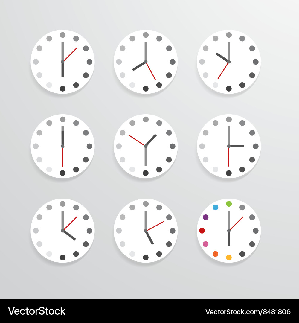 Flat Clock Icon Set vector image