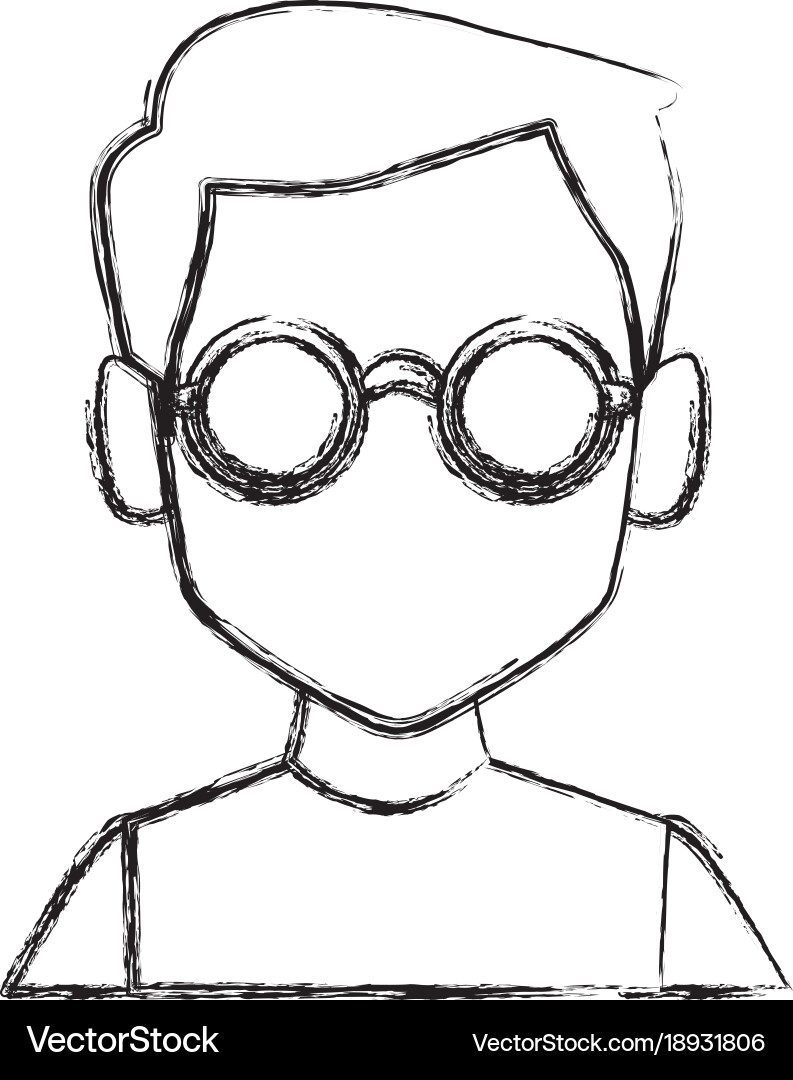 Geek man with round frame glasses vector image