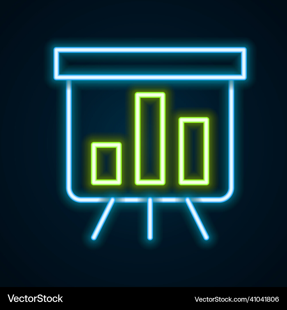 Glowing neon line board with graph chart icon Glowing neon line board with graph chart icon vector image