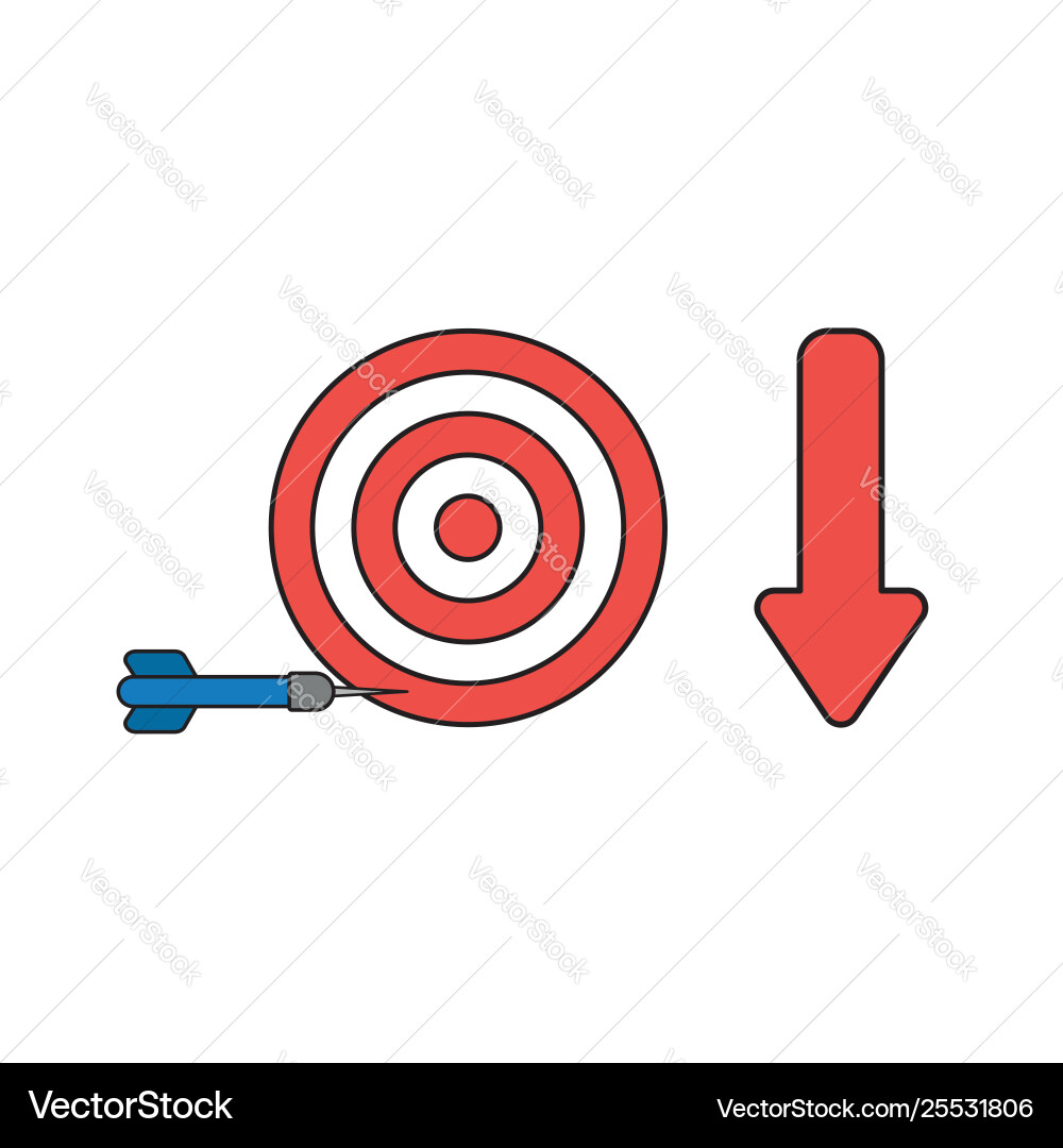 Icon concept bulls eye and dart miss Icon concept bulls eye and dart miss vector image