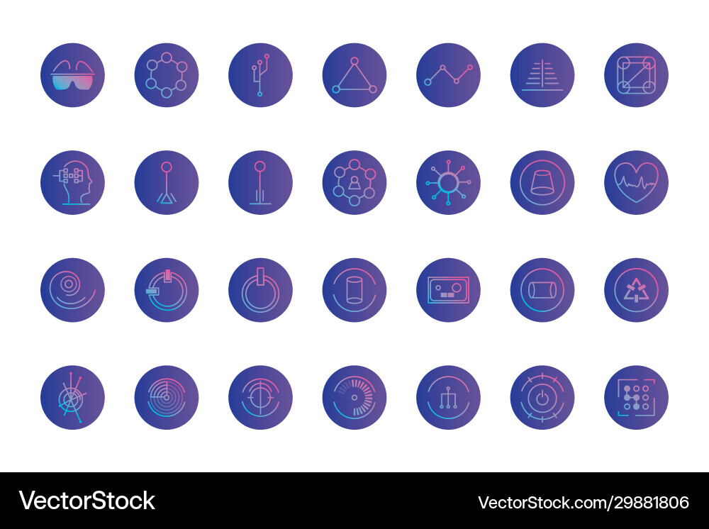 Isolated futuristic gradient style icon set Isolated futuristic gradient style icon set Vector Image