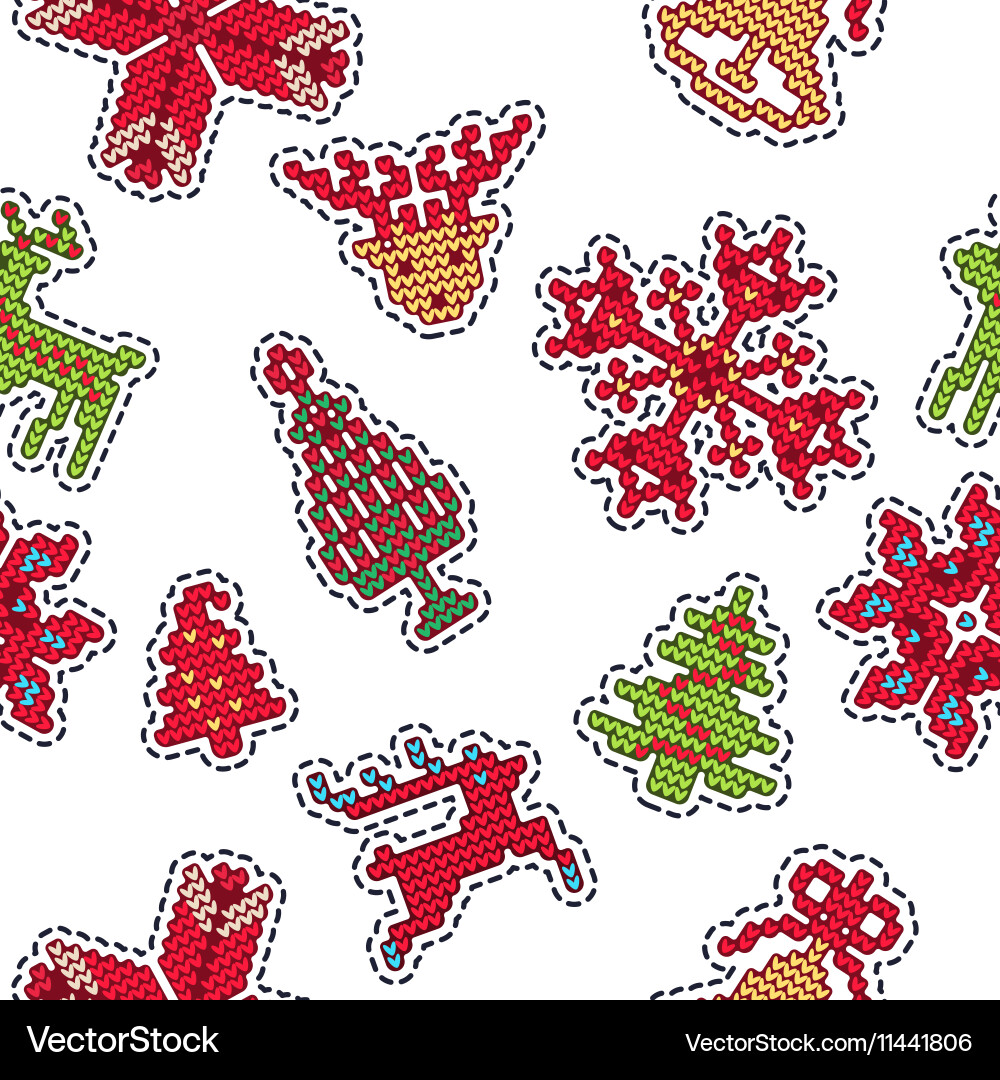 Knitted Christmas Patch Pattern Vector Image
