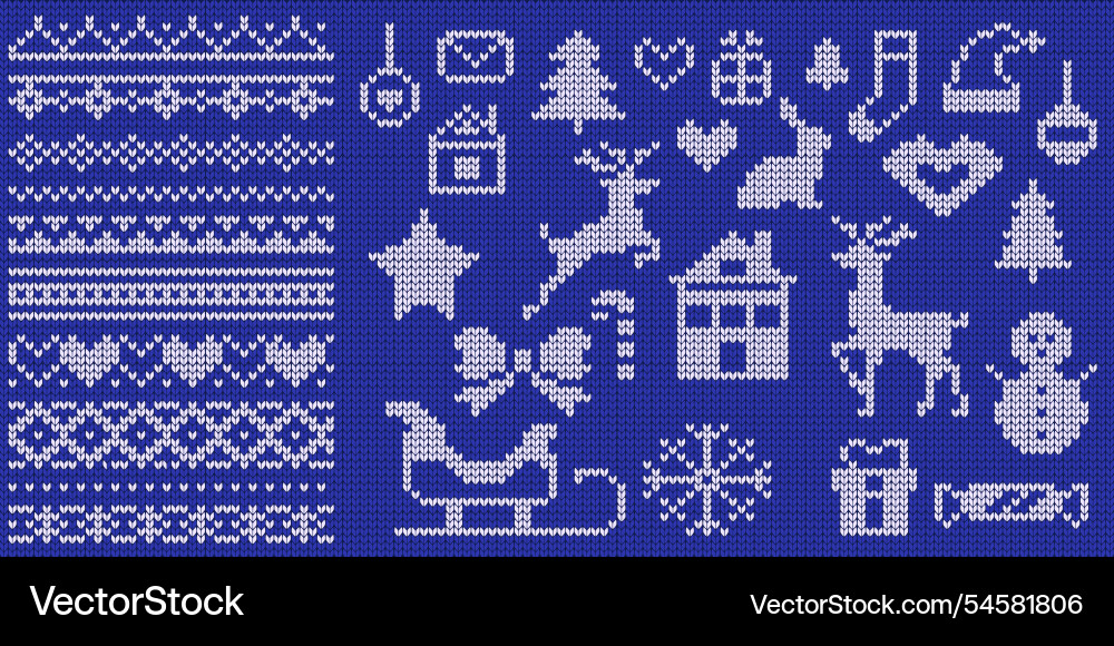 Knitted patterns and symbols set Knitted patterns and symbols set vector image