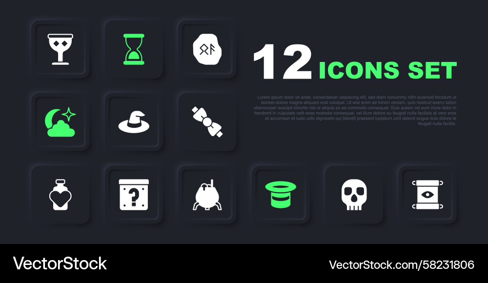 Magic Spell Set - Skull, Scroll, Cauldron Vector Image